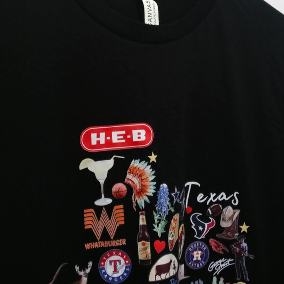 Bella Canvas Men Black TEXAS Graphic T- Shirt Size Medium - Picture 3 of 4